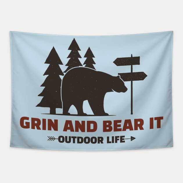 Grin and Bear It, Mountain T-Shirt, Outdoor T-Shirt, Bear T-Shirt, Wildlife T-Shirt, Winter Sports Tapestry by Style Conscious