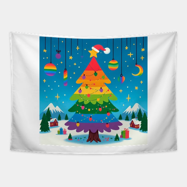 Christmas pride tree Tapestry by Flor Volcanica