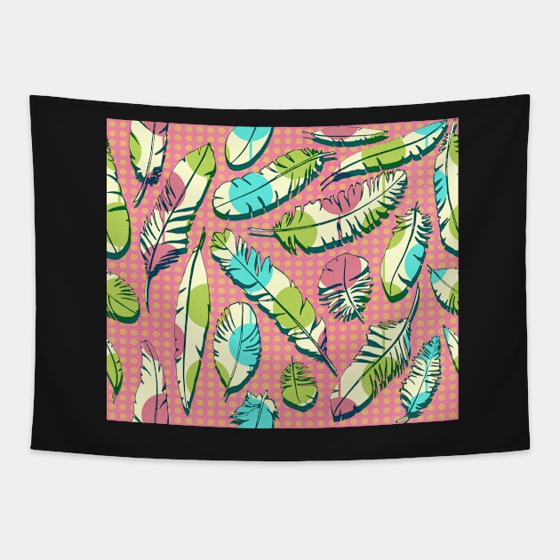 Vintage Feathers (pink) Tapestry by BessoChicca