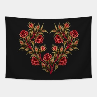 Roses - Black / Red / Green Tapestry