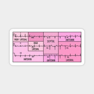 Hand Drawn Electrocardiogram (ECG) Pink Magnet