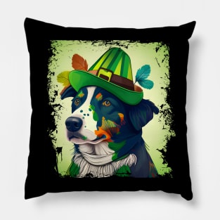 Colorful Lady Dog Ready For St. Patrick's Day Dog Lover Pillow