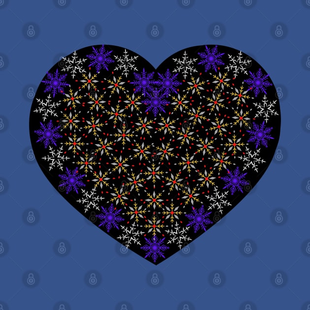 White and blue snowflakes fancy heart by Nano-none