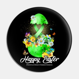 Happy Easter Mental Health Green Ribbon Awareness Pin