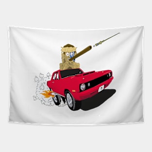 Wild Red Car Tapestry