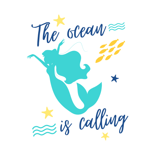 the ocean is calling mermaid cute graphic by CameltStudio