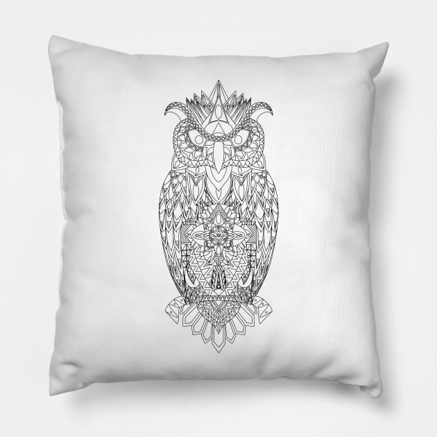 owl the wise bird ecopop Pillow by jorge_lebeau