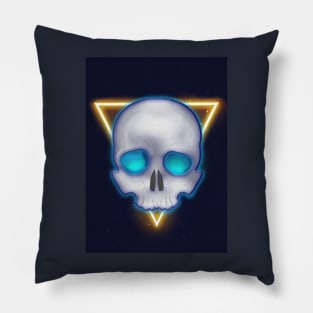 Cyberpunk Skull - Yellow / Blue Pillow