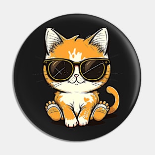 Cute ginger cat wearing sunglasses Pin