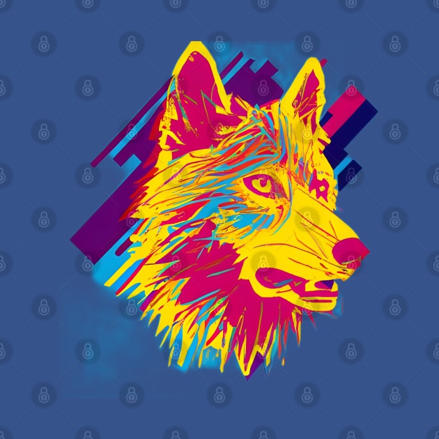 Pop Art Wolf Head by Chance Two Designs