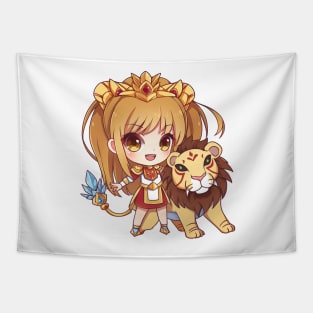 Leo the Lion Chibi Zodiac Anime Girl Tapestry