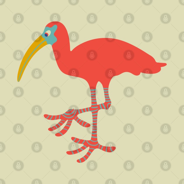 SCARLET IBIS Funny Cute Tropical Bird with Big Feet - UnBlink Studio by Jackie Tahara by UnBlink Studio by Jackie Tahara