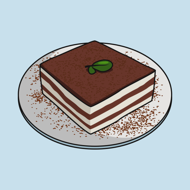 Tiramisu cake cartoon illustration by Miss Cartoon