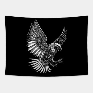 White eagle flying tribal Tapestry