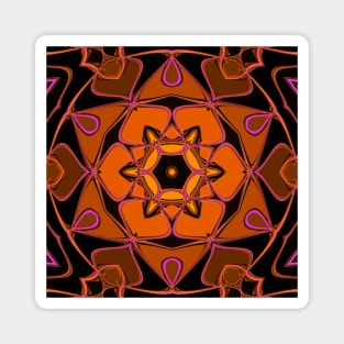 Cartoon Mandala Flower Orange Pink and Black Magnet