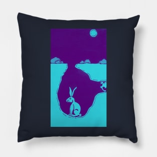 Rabbits at Night Underground Pillow