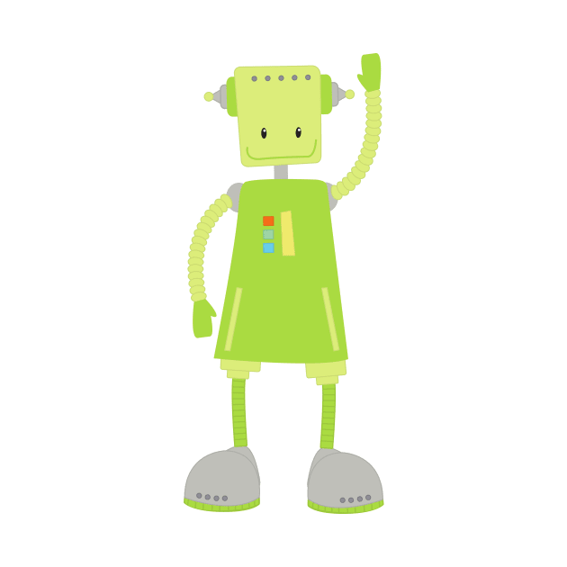 Cute Robot, Funny Robot, Silly Robot, Green Robot by Jelena Dunčević