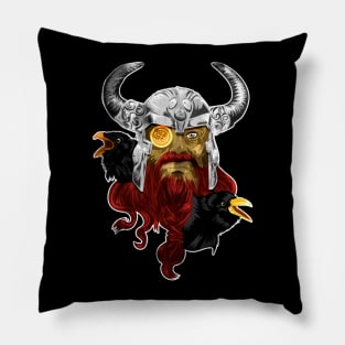 Odin With Huginn and Muninn Pillow