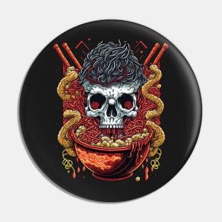 Great Ramen Bowl Japanese Noodles and skull Pin