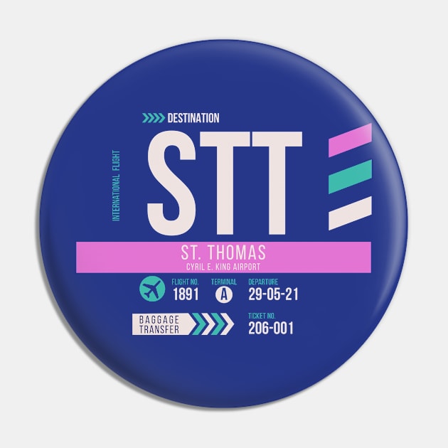 St. Thomas (STT) Airport Code Baggage Tag Pin by SLAG_Creative