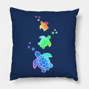 COLORFUL Sea Turtle Love - Cute Turtles Art Pillow