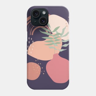 Abstract shapes lines and dots plant leaves earth colors digital design illustration Phone Case