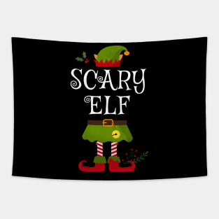 Scary Elf Shirt , Family Matching Group Christmas Shirt, Matching T Shirt for Family, Family Reunion Shirts Tapestry