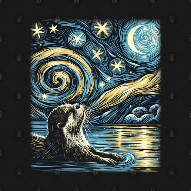 Whisker Wonderland Otter Elegance, Starry Night for Wildlife Lovers by Mushroom Time