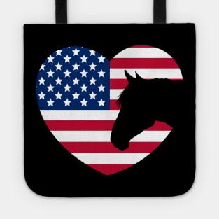 Horse Lover American Flag Heart Tote