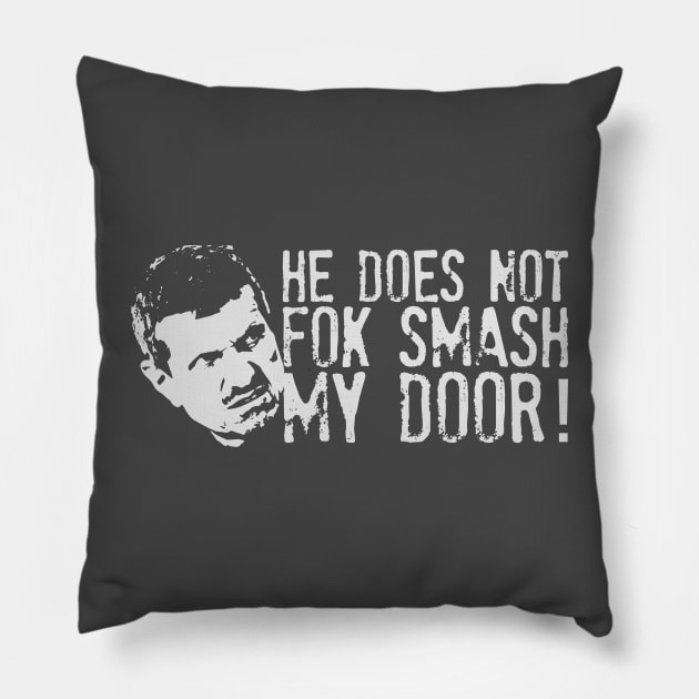 Funny Guenther Steiner F1 Fok Smash Design Pillow by DavidSpeedDesign