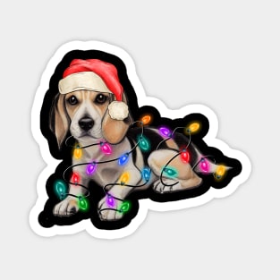 Funny Beagle Christmas Santa Hat Animals Xmas Light Magnet