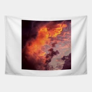 Clouded Sky Scene, Vintage Wall Art, Cloudy Sky Landscape, Sunny Sky, Sunrise Sunset, summer skies Tapestry