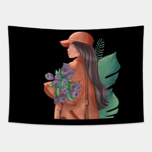 Girl with flowers Tapestry