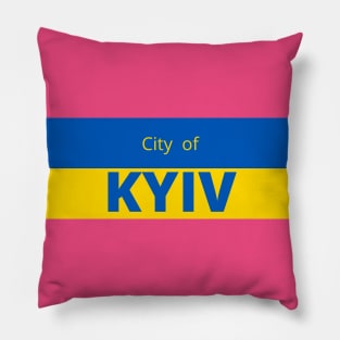 City of Kyiv in Ukraine Flag Pillow