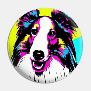 Collie Pop Art Pin