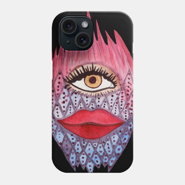 Colorful eye lips face Phone Case by deadblackpony