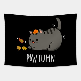 Pawtumn Cute Cat Autum Pun Tapestry