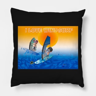 I Love Windsurfing Pillow