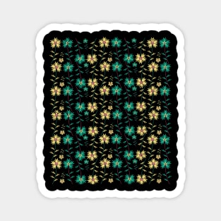 Green and Yellow Repeating Flowers Magnet