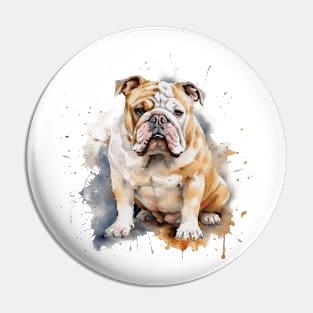 Bulldog Watercolor Style Pin