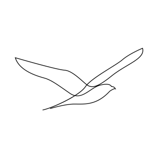 Freedom - single line seagull art T-Shirt