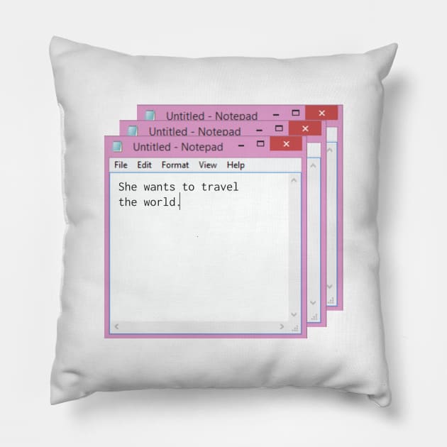 windows notepad, tumblr aesthetics Pillow by Pack & Go 