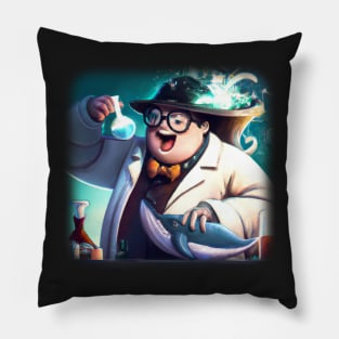 Mad scientist experimenting on a whale Pillow