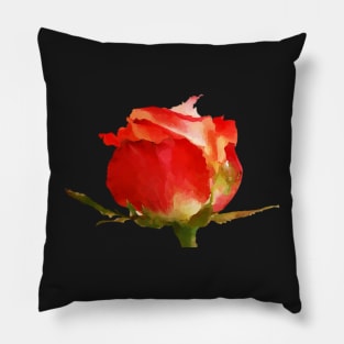 Romantic Rose - Red Watercolor Floral Bud Pillow