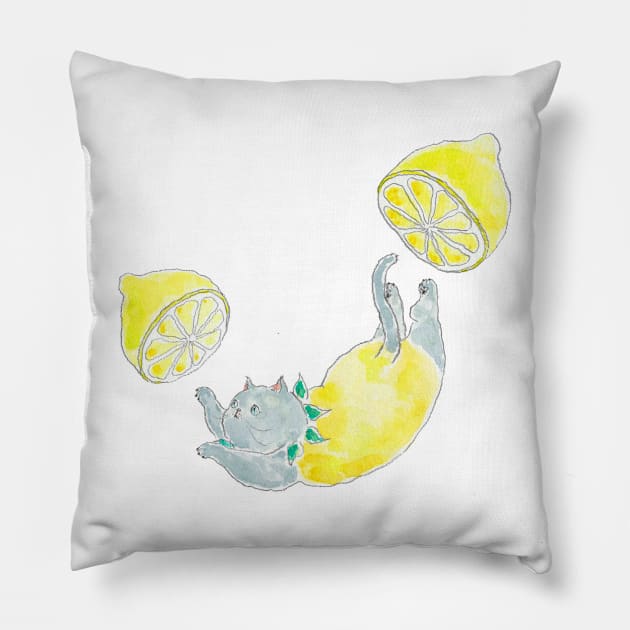 Lemon Cat Pillow by TOCOROCOMUGI