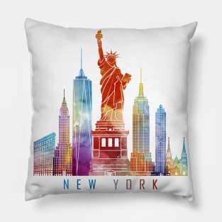 NYC Skyline Watercolor Pillow