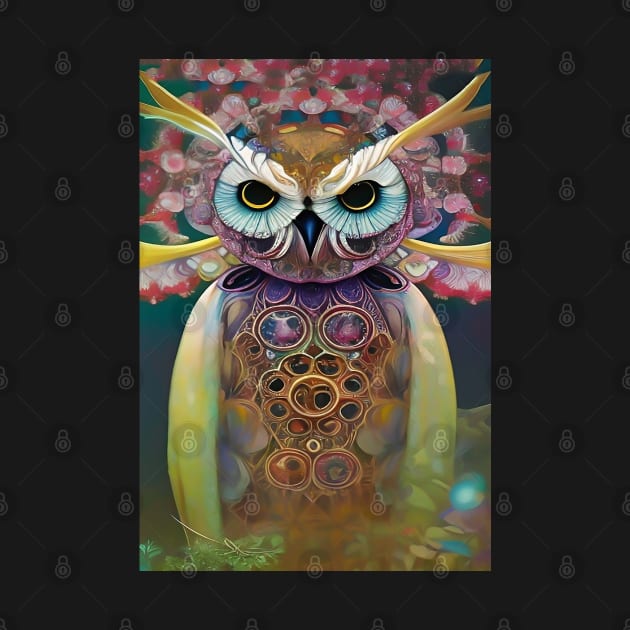 Art deco bird a cute magical owl by ZiolaRosa