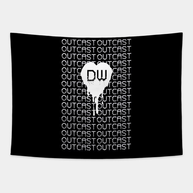 Outcast Matrix White Logo Tapestry by adorkabledustinwood