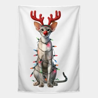 Christmas Red Nose Oriental Shorthair Cat Tapestry