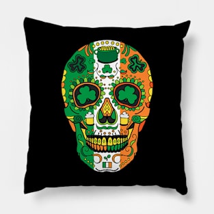 Day Of The Dead Irish Sugar Skull St Patricks Day Pillow